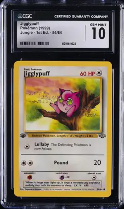 1999 POKEMON JUNGLE - 1ST ED #54/64 JIGGLYPUFF CGC 10 GEM MINT - Image 1