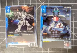 Gundam TCG Promo Card Set GD01-005 Unicorn Gundam Mode GD01-088 Banahger Links - Image 1