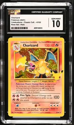 2021 Pokemon Celebrations Classic Coll #4/102 Charizard Holo CGC 10 GEM MNT - Image 1