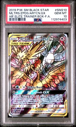 Pokemon PSA 10 Moltres & Zapdos & Articuno Gx #SM210 Hidden Fates 2019 English - Image 2