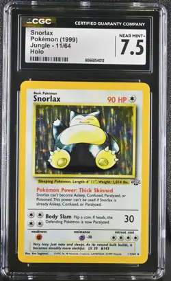 CGC 7.5 Snorlax 1999 Jungle 11/64 Holo Pokemon Card - Image 1