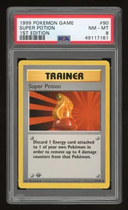 1999 Pokemon 1st Edition Shadowless Super Potion #90 PSA 8 - Image 1