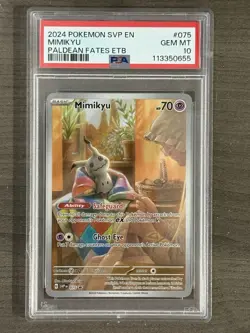 PSA 10 MIMIKYU SVP075 2024 POKEMON TCG PALDEAN FATES ETB PROMO - Image 1