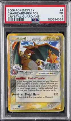 2006 POKEMON EX CRYSTAL GUARDIANS #4 CHARIZARD-REVERSE FOIL PSA 1 - Image 1