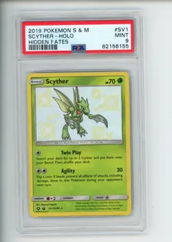 2019 Pokemon Hidden Fates Scyther SV1/SV94 Holo Rare PSA 9 MINT - Image 1