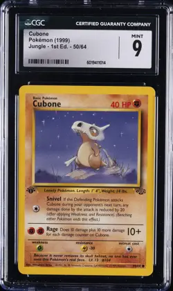 1999 POKEMON JUNGLE - 1ST ED #50/64 CUBONE CGC 9 - Image 1