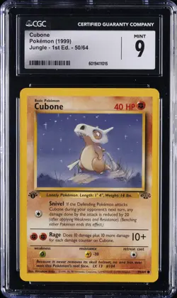 1999 POKEMON JUNGLE - 1ST ED #50/64 CUBONE CGC 9 - Image 1