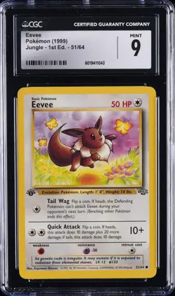 1999 POKEMON JUNGLE - 1ST ED #51/64 EEVEE CGC 9 - Image 1