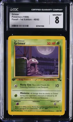 1999 POKEMON FOSSIL - FIRST ED #48/62 GRIMER CGC 8 - Image 1