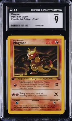 1999 POKEMON FOSSIL - FIRST ED #39/62 MAGMAR CGC 9 - Image 1