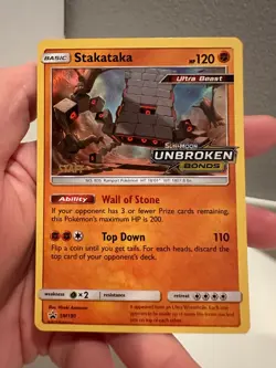 Stakataka - SM180 - Prerelease Holo (STAFF) Unbroken Bonds - Pokemon NM 1224#236 - Image 1