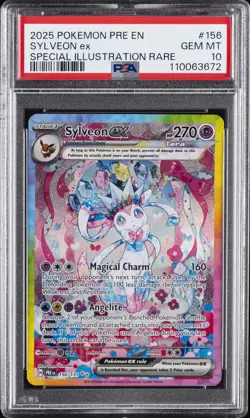 2025 POKEMON PRE EN-PRISMATIC EVOLUTIONS #156 SYLVEON EX PSA 10 - Image 1