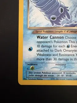 Pokemon TCG Dark Omanyte Neo Destiny 37 Unlimited Uncommon Card - Image 5