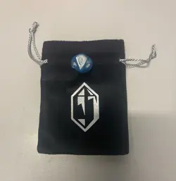 Final Fantasy Mtg Promo Dice w/ FF Felt Bag- D10 -Pre-Release Blue Crystal - Image 1