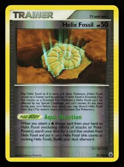 Helix Fossil 91/100 Reverse Holo Majestic Dawn Pokemon Card - Image 1