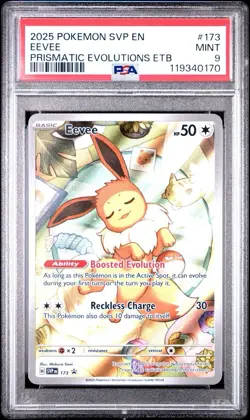 Pokemon Prismatic Evolutions ETB Black Star Promo Eevee SVP SV 173 PSA 9 MINT - Image 1