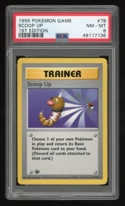 1999 Pokemon 1st Edition Shadowless Scoop Up #78 PSA 8 - Image 1