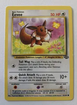 EEVEE - Jungle Set - 51/64 - Common - Pokemon Card - Unlimited Edition - LP/EX+ - Image 1