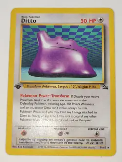 Ditto 18/62 Pokemon Card TCG 1st Edition Fossil Rare MP - Image 1