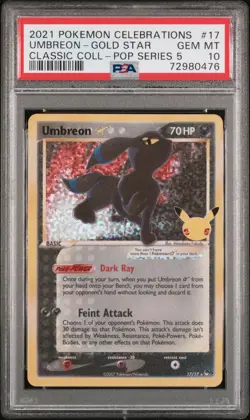 2021 POKEMON CELEBRATIONS CLASSIC COLL #17 UMBREON-GOLD STAR PSA 10 - Image 1