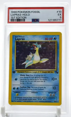 Lapras #10 1st Edition Holo 1999 Fossil Pokemon Card PSA 5 - Image 1