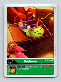 Budmon BT4-004 Uncommon Green In-Training (Lv2) Digimon Card CCG - Image 1