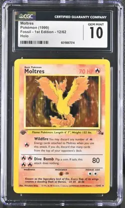 CGC 10 MOLTRES FOSSIL 1ST EDITION HOLO POKEMON - Image 1