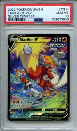Pokemon Scarlet & Violet Silver Tempest Blaziken V Full Art #TG14/TG30 PSA 10 - Image 1