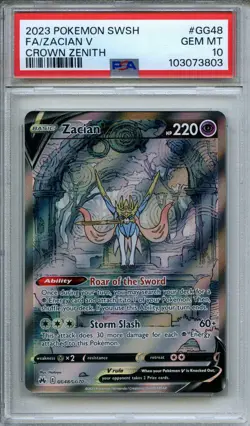 2023 Pokemon Sword & Shield Crown Zenith Full Art Zacian V #GG48/GG70 PSA 10 - Image 1