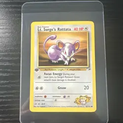 Lt. Surge’s Rattata 82/132 1st Edition Gym Heroes WOTC Vintage Pokemon - Image 1