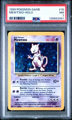 1999 POKEMON GAME #10 MEWTWO-HOLO PSA 7 - Image 1