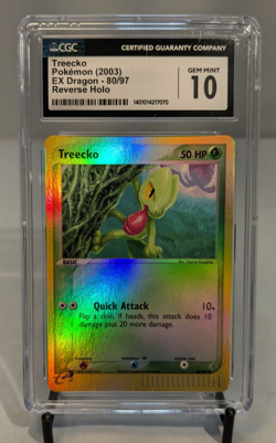 2003 EX Dragon 80/97 Treecko Reverse Holo Pokemon Card CGC 10 - Image 1