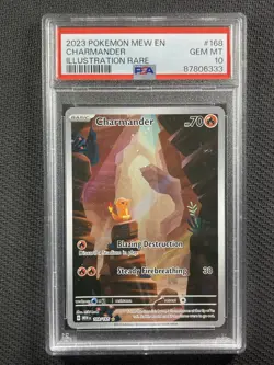 Pokemon Cards PSA 10 Gem Mt Charmander Illustration Rare 151 Mew 2023 168/165 - Image 1