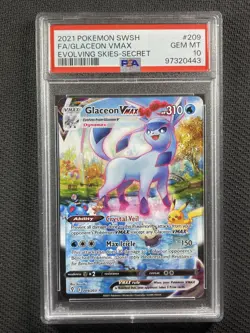 Pokemon Cards PSA 10 Gem Mt Glaceon Vmax Evolving Skies Secret 2021 209/203 - Image 1