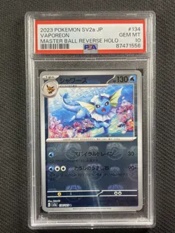 Pokemon Cards PSA 10 Gem Mt Vaporeon Master Ball Rev Holo 151 Jpn 2023 134/165 - Image 1