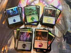 MTG - FOIL BASIC LAND COLLECTION [OF 25] - 5 OF EACH COLOUR - EX/NM - Image 1