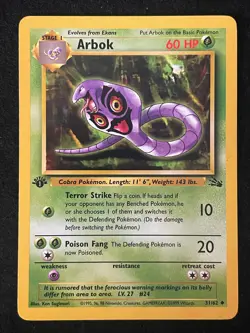 Pokemon TCG Fossil Set Arbok First Edition (1st Edition) Uncommon 31/62 - Image 1