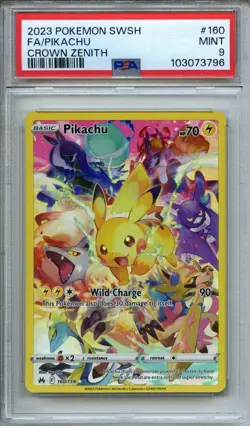 2023 Pokemon Sword & Shield Crown Zenith Pikachu Full Art #160/159 PSA 9 - Image 1
