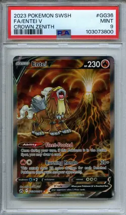 2023 Pokemon Sword & Shield Crown Zenith Full Art Entei V #GG36/GG70 PSA 9 - Image 1