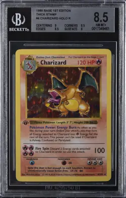 1999 POKEMON BASE SET 1ST ED THICK STAMP CHARIZARD BGS 8.5 - Image 1