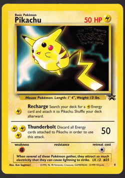 Pikachu 4 Black Star Promo WB First Movie Gold Stamped Pokemon TCG Card 1999 LP - Image 1