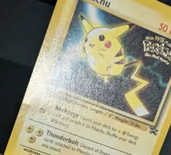Pikachu 4 Black Star Promo WB First Movie Gold Stamped Pokemon TCG Card 1999 LP - Image 3