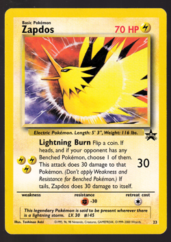 Zapdos 23 Black Star Promo 2000 Pokemon TCG Card LP - Image 1
