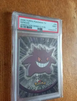 2000 Topps Pokemon TV #94 GENGAR Foil Animation Series 2 PSA 9 Mint Blue Logo - Image 2