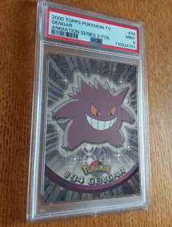 2000 Topps Pokemon TV #94 GENGAR Foil Animation Series 2 PSA 9 Mint Blue Logo - Image 4