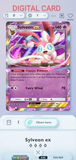 Sylveon EX Pokemon Pocket Mobile Game Card Eevee Grove Set ◇◇◇◇ Rare Trade Card - Image 1