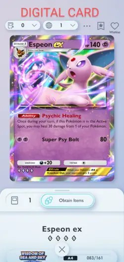 Espeon EX Pokemon Pocket Mobile Game Card Eevee Grove Set ◇◇◇◇ Rare Trade Card - Image 1