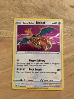 Pokemon TCG Special Delivery Bidoof SWSH177 Black Star Promo Card Near Mint - Image 1
