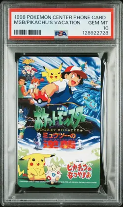 PSA 10 1998 Pokemon Center Phone Card Mewtwo Straikes Back / Pikachu's Vacation - Image 1