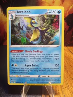 2020 Pokemon Sword & Shield Base Set Inteleon #058 Extremely LP-NM - Image 1